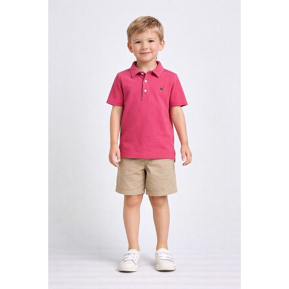 Janie and Jack Pink Polo Shirt Size 5 Boys Monkey Logo Short Sleeve